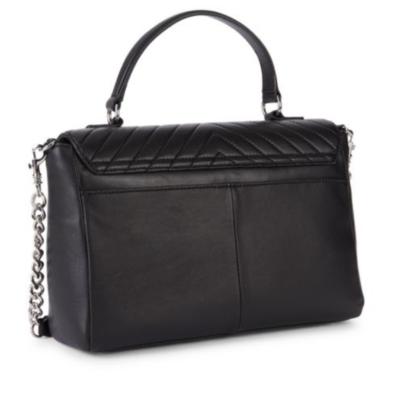Karl Lagerfeld Womens Black Chevron Satchel Bag Purse - Picture 2 of 5